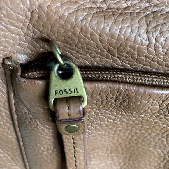 Fossil Brown Pebbled Leather Crossbody Satchel Bag Purse Adjustable Strap - Picture 3 of 9